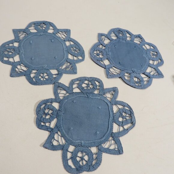 Battenberg Blue (3) Circular Coaster Lace - Picture 1 of 8
